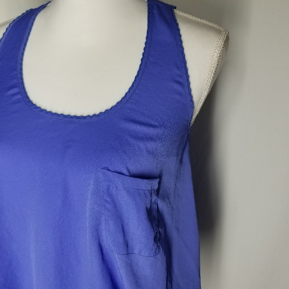 AQUA Blue flowy racer back top Sz S